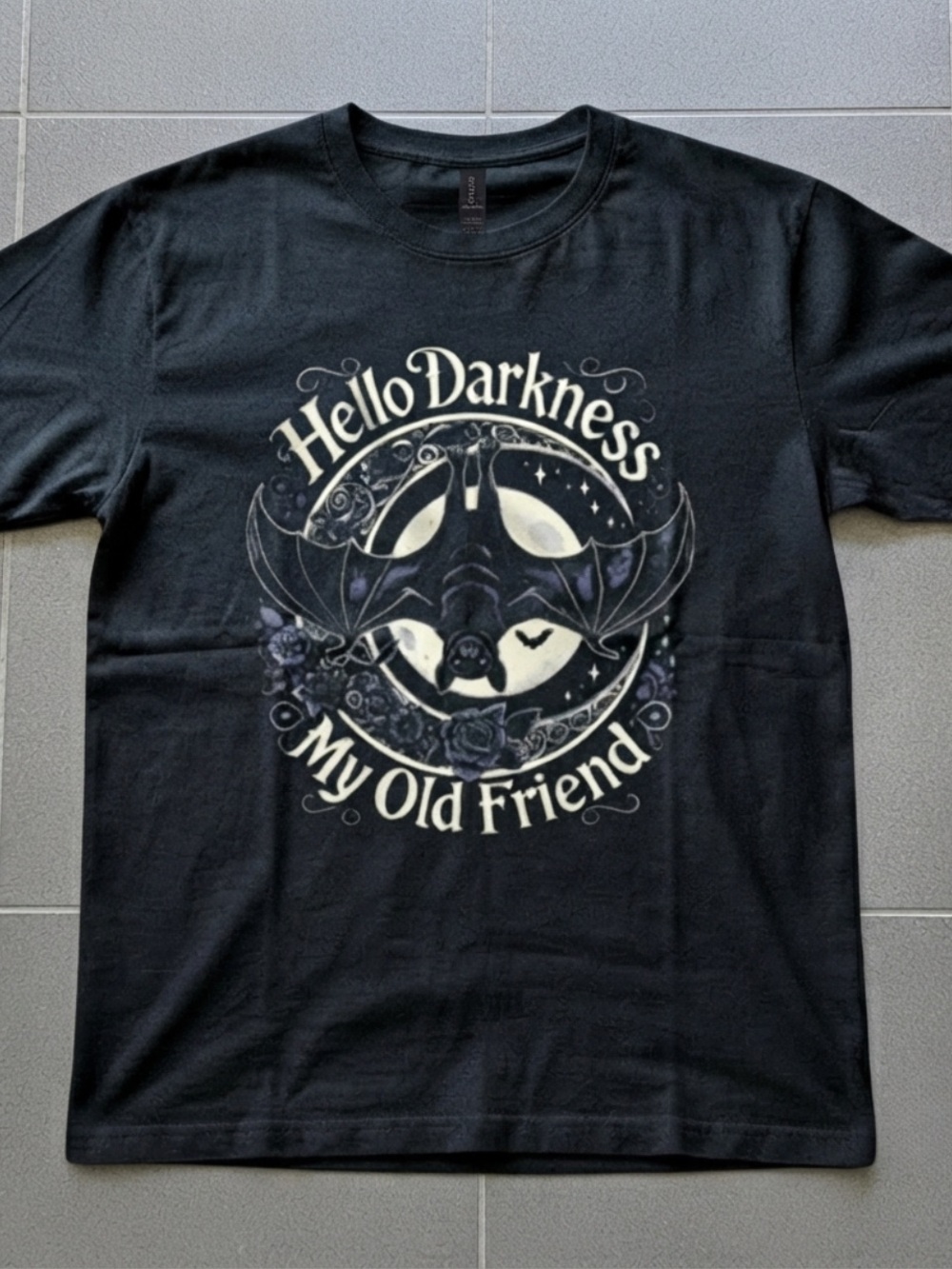 Gildan Black 'Hello Darkness My Old Friend' Graphic Tee